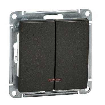 SE Wessen 59 Черный бархат Выключатель2-клавишный, с подсветкой 10АХ VS510-251-6-86