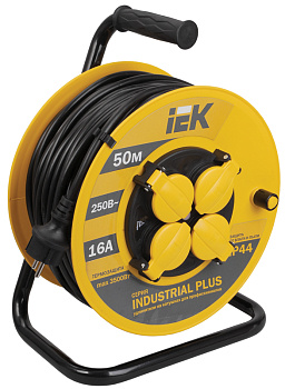 IEK INDUSTRIAL PLUS Катушка УК50 с т/з 4 места 2Р+PЕ/50метров 3х1,5мм2 IP44 Industrial plus