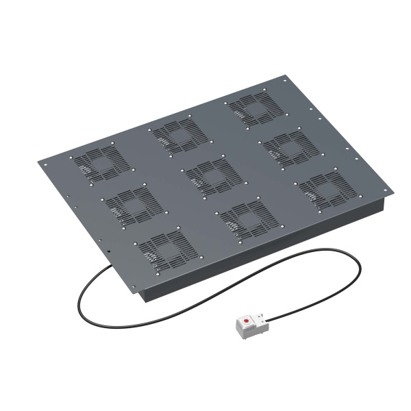 DKC Потолочный модуль 9 вентиляторов с термостатом для крыши напольных 19" IT-корпусов ДКС серии CQE шириной 800мм, RAL7011