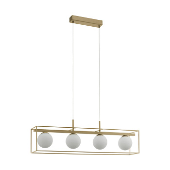 Eglo 97793 Подвес VALLASPRA, 4х40W (E14), L910, B165, H1100, cталь, шампань / cтекло опаловое матовое