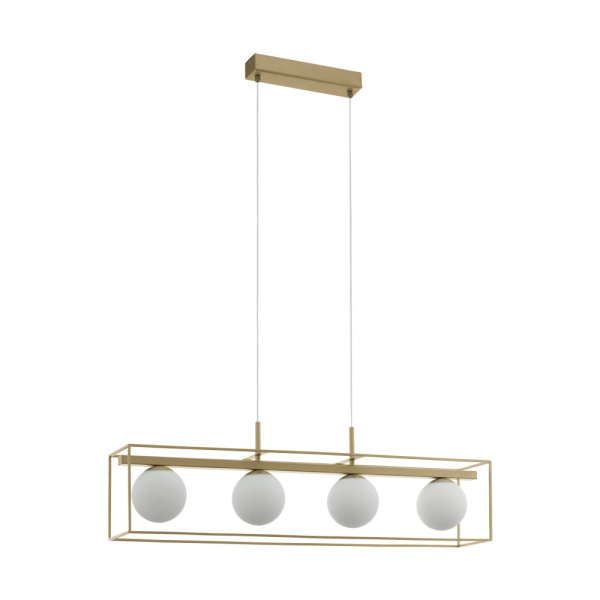 Eglo 97793 Подвес VALLASPRA, 4х40W (E14), L910, B165, H1100, cталь, шампань / cтекло опаловое матовое