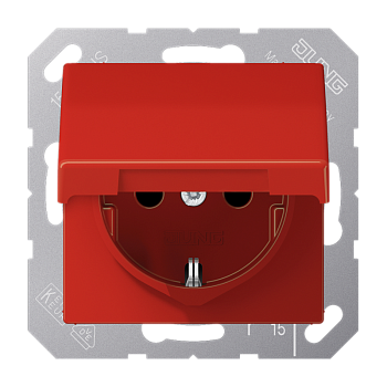 JUNG Штепсельная розетка SCHUKO 16A 250V~ с крышкой красная AS1520BFKLRT