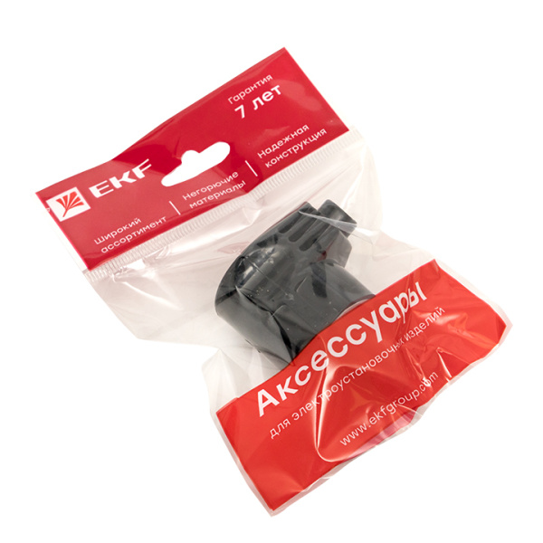 Купить Вилка угловая усиленная с/з черная 16А 250В EKF Proxima EKF