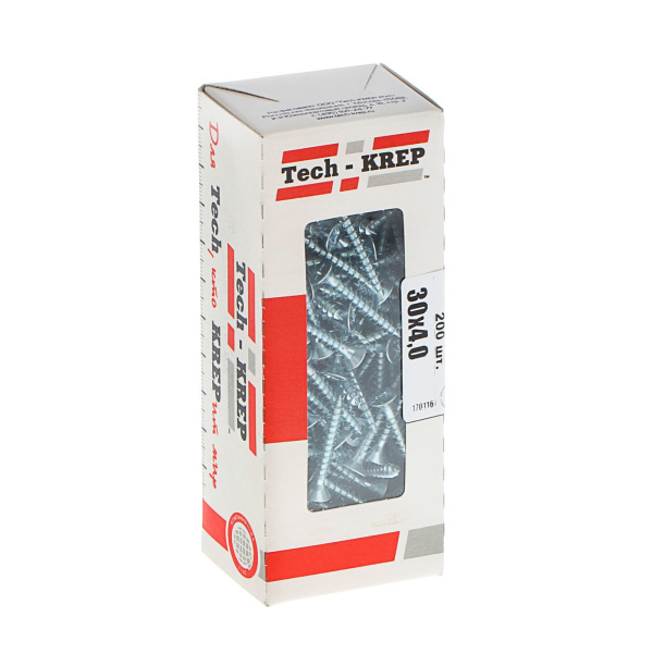 Tech-Krep Саморезы универсальные  30х4,0 мм (200 шт)  оцинкованные - коробка с ок. Tech-Kr 102180