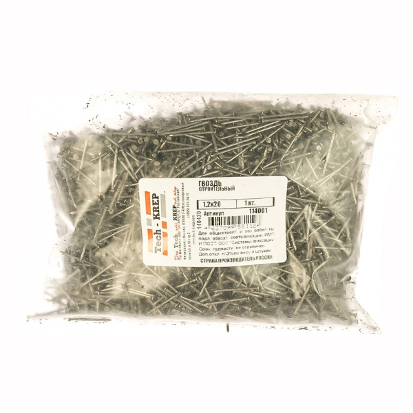 Tech-Krep Гвоздь строительный 1,2х20 (1 кг) - пакет 114001