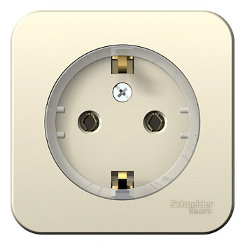 Systeme Electric Blanca наруж Молочная Розетка с/з без шторок,(тонкая) 16А, 250В изолир. пластина