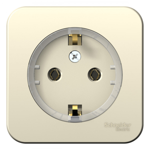 Systeme Electric Blanca наруж Молочная Розетка с/з без шторок,(тонкая) 16А, 250В изолир. пластина