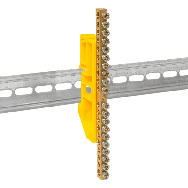 Купить Шина "0" PE (6x9мм) 20 отв. латунь желтый изолятор на DIN-рейку EKF PROxima