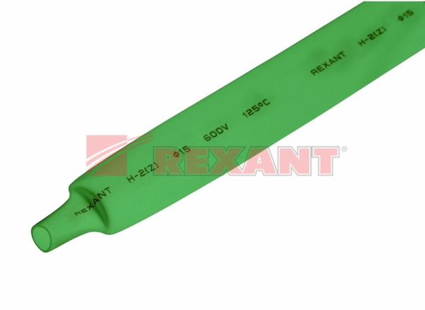 Купить 15.0 / 7.5 мм 1м термоусадка зеленая Rexant 21-5003