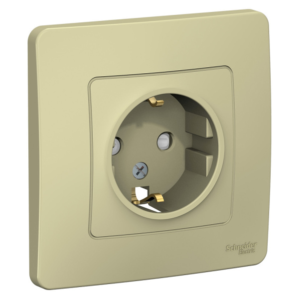 Systeme Electric Blanca внутр Беж Розетка с/з со шторками, 16А, 250В