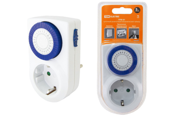 TDM Таймер розеточный ТРМ-01-30мин/24ч-16А (суточный) SQ1506-0001