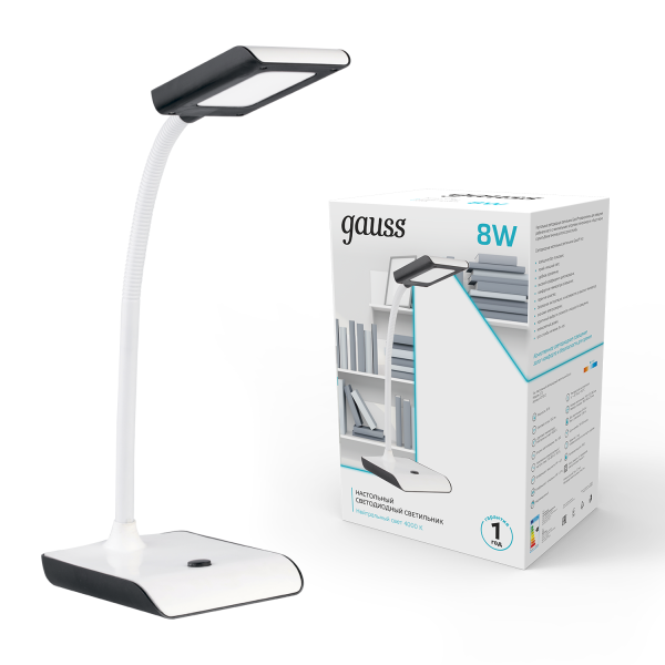Купить Gauss Светильник настольный модель GTL101 8W 550lm 4000K 220-240V белый c черным LED 1/20 GT1012