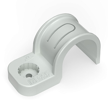 Промрукав Крепеж-скоба пластиковая односторонняя для прямого монтажа атмосферостойкая серая в п/э d25 мм (50шт/450шт уп/кор) PR13.0370