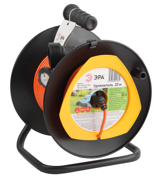 ЭРА RPx-1-2x0.75-20m Удлинитель силовой на пластиковой катушке б/з 1 гн 20м ПВС 2х0.75