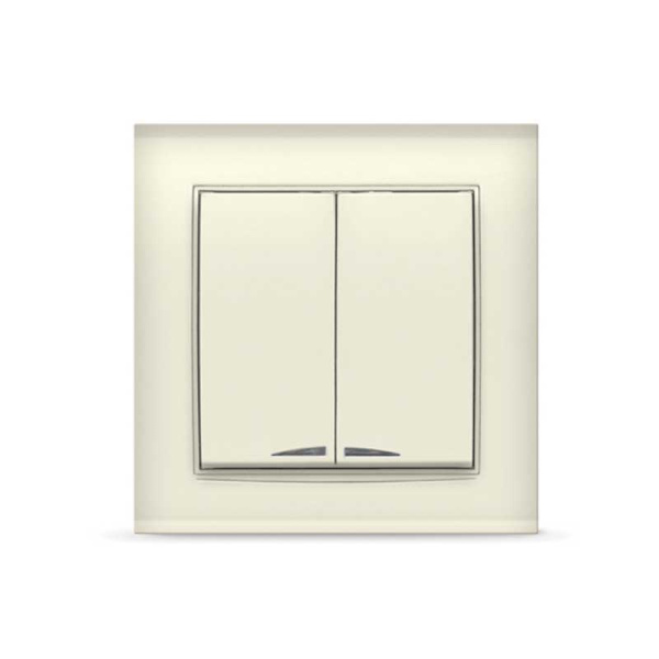 UNIVersal "Бриллиант" Выключатель "слоновая кость" 2 кл. с подсветкой 7948639