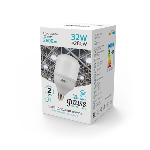 Купить Gauss Лампа Elementary T100 32W 2600lm 4000K E27 LED 63223