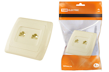TDM Розетка двойная телефонная RJ11 сл. кость "Онега" SQ1805-0050