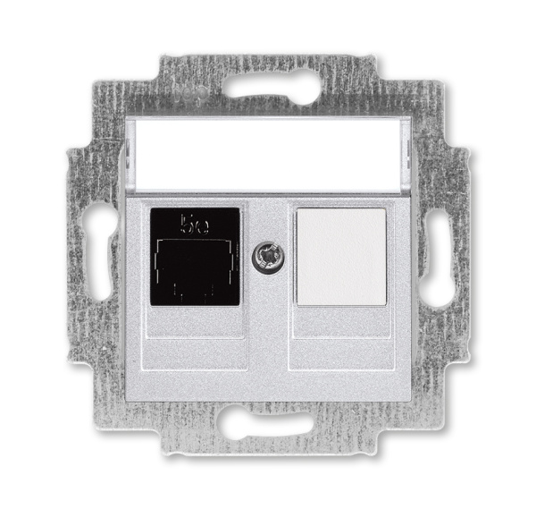 ABB EPJ Levit серебро / дымчатый чёрный Розетка компьютерная RJ45 кат,5e+заглуш,, серебро 2CHH295117A6070