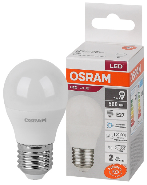 Osram LVCLP60 7SW/865 230V E27 10X1 4058075579866