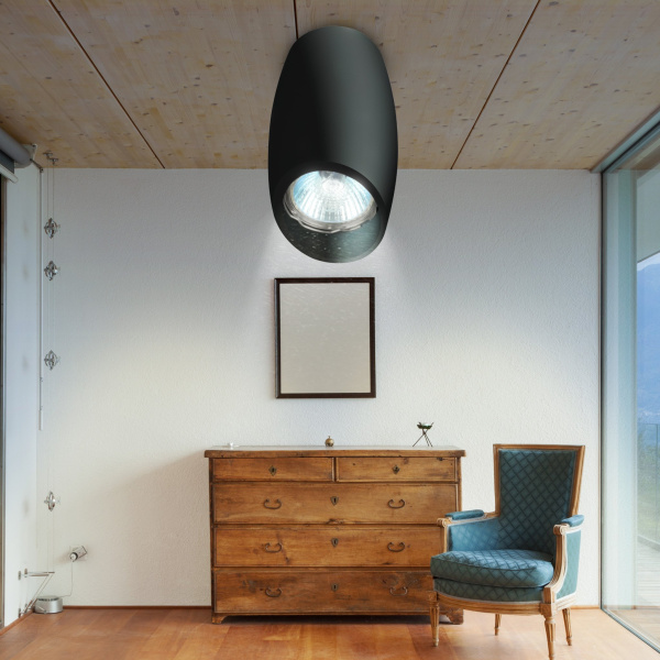 ЭРА Светильник настенно-потолочный спот OL20 BK MR16/GU10, черный