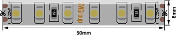 SWG Лента светодиодная стандарт 3528, 120 LED/м, 9,6 Вт/м, 24В , IP65, Цвет: Холодный белый SWG3120-24-9.6-W-65