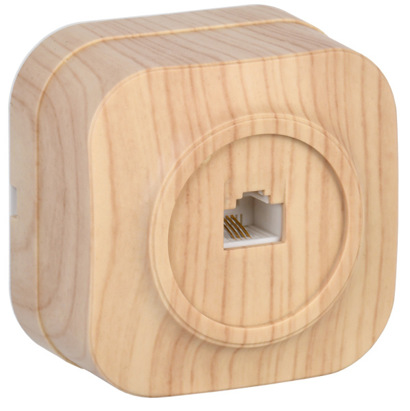 IEK GLORY РТ20-ХС Розет. 1-ая телеф. о/у GLORY сосна