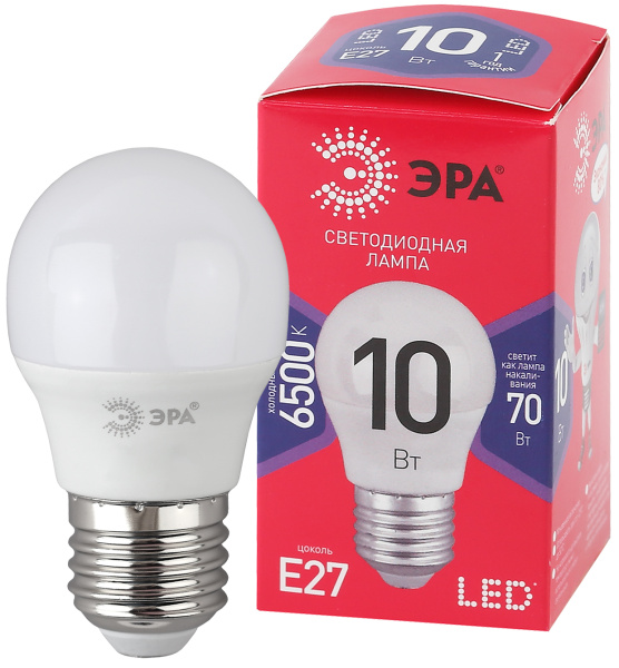 ЭРА LED P45-10W-865-E27 R (диод, шар, 10Вт, хол, E27)