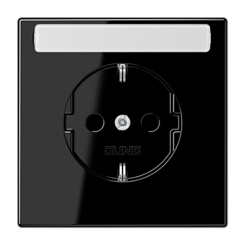 JUNG Штепсельная розетка SCHUKO 16A, 250V~ с защитой от детей и полем для надписи чёрная LS1520KINASW