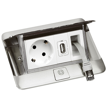 Legrand Нерж. Сталь Блок выдвижной неукомплектованный 4 модуля с комплектом для монтажа 654000