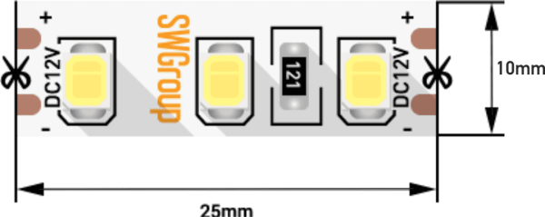 SWG Лента светодиодная стандарт 2835, 120 LED/м, 12 Вт/м, 12В , IP20, Цвет: Теплый белый SWG2120-12-12-WW