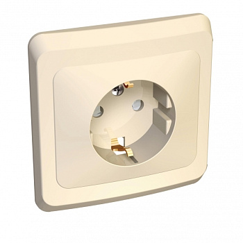 Systeme Electric Этюд Крем Розетка 1-ая с/з с защитными шторками