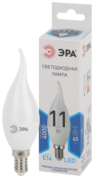 ЭРА LED BXS-11W-840-E14 (диод, свеча на ветру, 11Вт, нейтр, E14)
