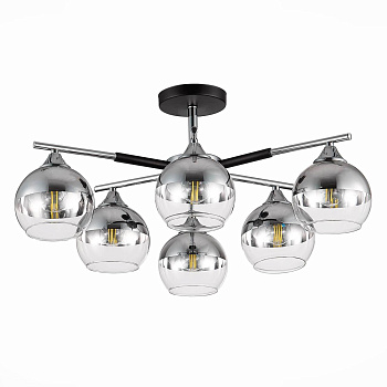 Evoluce SLE106502-06 Светильник потолочный Черный, Хром/Хром, Прозрачный E27 6*60W