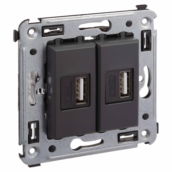 Купить DKC USB зарядное устройство в стену, "Avanti", "Черный матовый"