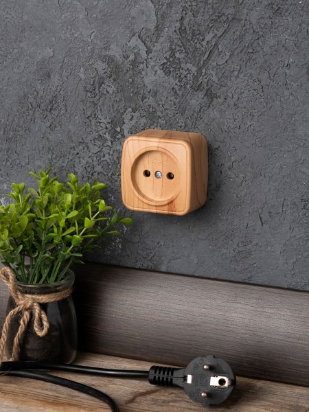 Купить EKF Basic Минск Светлое дерево Розетка б/з, 10А, ОП