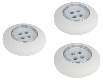 ЭРА Светодиодный фонарь подсветка SB-803 пушлайт 4хLED на батарейках 3хААА белый 3 шт