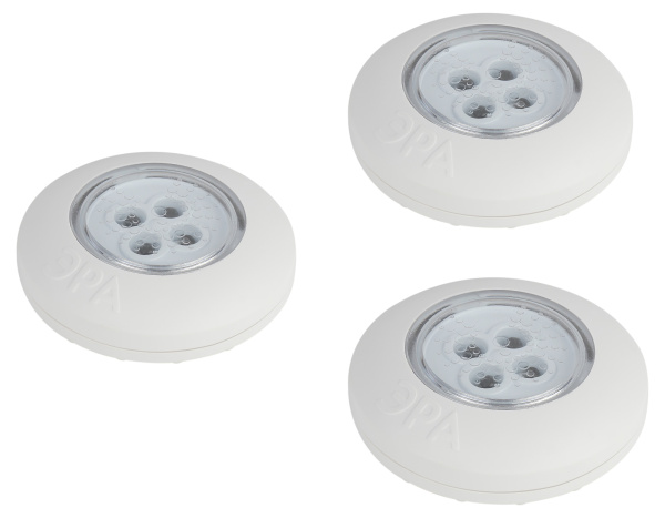 ЭРА Светодиодный фонарь подсветка SB-803 пушлайт 4хLED на батарейках 3хААА белый 3 шт