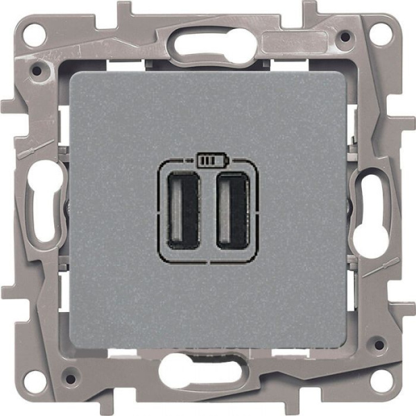 Купить Legrand Etika Алюминий Розетка USB 2-ая 240В/5В 2400мА 672494
