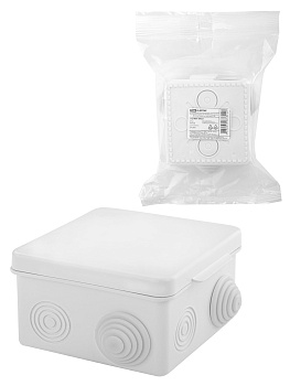 TDM Распаячная коробка ОП 80х80х50мм, крышка, IP54, 7вх., белая, инд. штрихкод SQ1401-0922