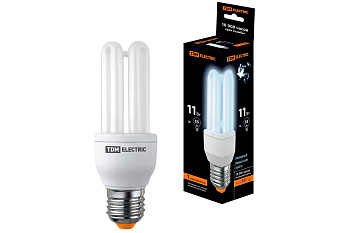 TDM Лампа энергосберегающая КЛЛ-3U-11 Вт-4000 К–Е27 (41х116 мм) SQ0323-0041 TDM Лампа энергосберегающая КЛЛ-3U-11 Вт-4000 К–Е27 (41х116 мм) SQ0323-0041