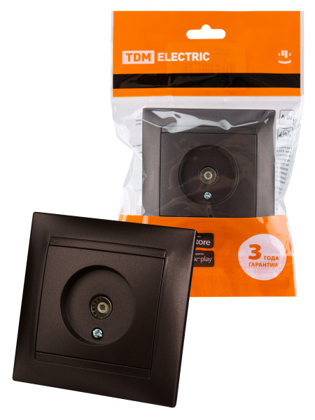 TDM Розетка телевизионная простая (0-2400МГц, "мама") шоколад "Лама" SQ1815-0517