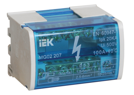 IEK Шины на DIN-рейку в корпусе (кросс-модуль) L+PEN 2х7 YND10-2-07-100