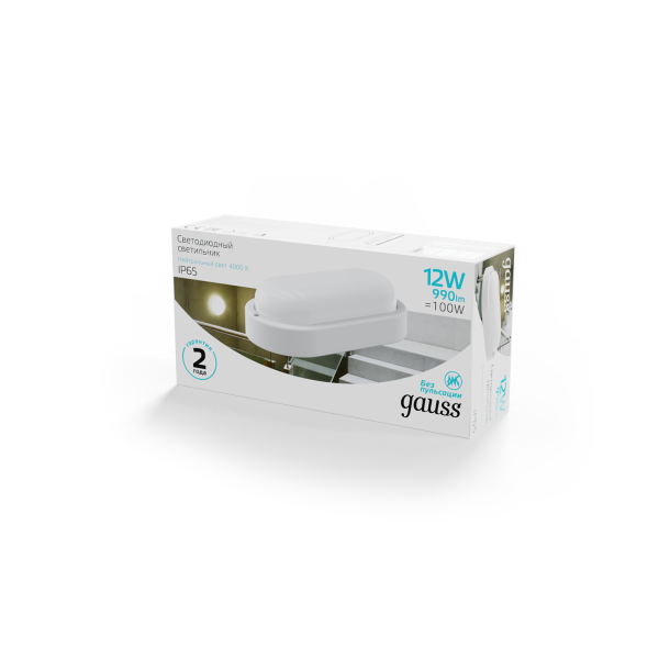 Купить Gauss Светильник ЖКХ UNIVERSAL овал 12W 940lm 4000K 160-260V IP65 198*96*53 белый LED 161411212
