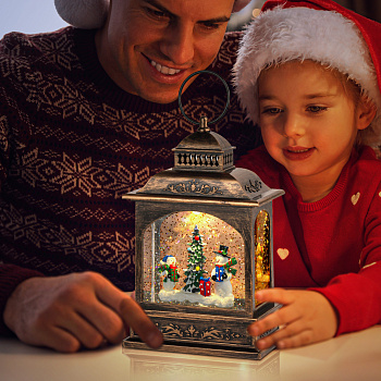 ЭРА ENGDS-11 Новогодний декоративный светильник Снеговики, теплый белый LED, h 21 см, 3*АА, таймер 6 ч, IP20