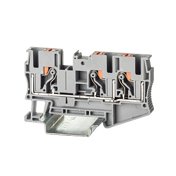 DKC Nuputuk Клемма проходная, зажим push-in, 3 точки подключения, 6 кв.мм, серая