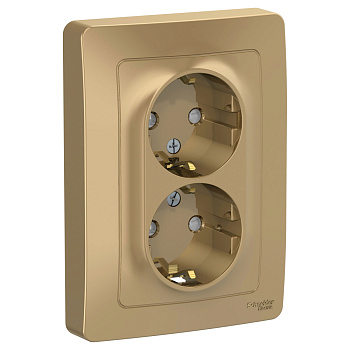 Systeme Electric Blanca внутр Титан Розетка 2-ая с/з со шторками, 16А, 250В