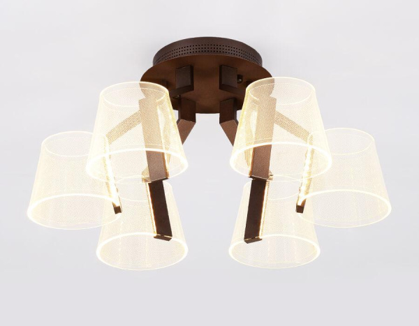 Купить Ambrella Потолочная светодиодная люстра с пультом AK4012/6 CF кофе 72W D600*260 (ПДУ РАДИО 2.4)