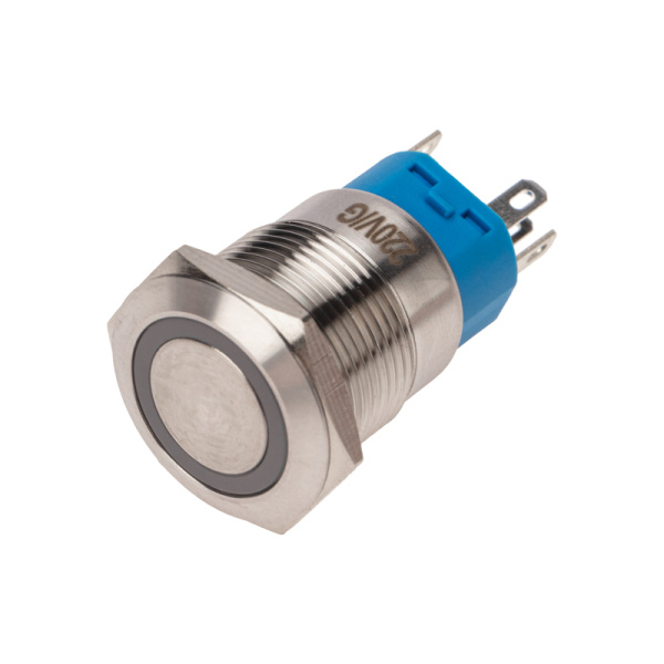 Кнопка антивандальная Ø19 250В Фикс (5с) ON-OFF/OFF-ON подсв/зеленая Rexant 36-3443