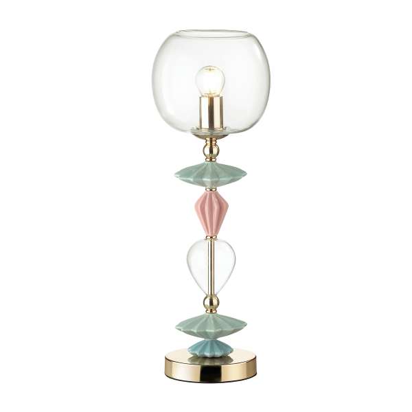 Купить Odeon Light 4855/1T CLASSIC ODL_EX21 золото/раноцветн./керамика/стекло Настольная лампа E14 1*40W BIZET