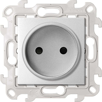 Simon 24 Алюминий Розетка без заземления со шторками 2Р 16A 250В~ 2450441-033